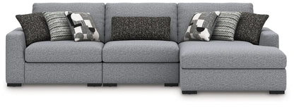 Bealton stationary sectional in grey textured fabric with geometric-patterned cushions on Tampa Home & Garden Store