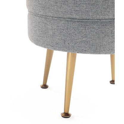 Bailey Upholstered Accent Ottoman gray textured fabric with gold-tone tapered legs on Tampa Home & Garden Store