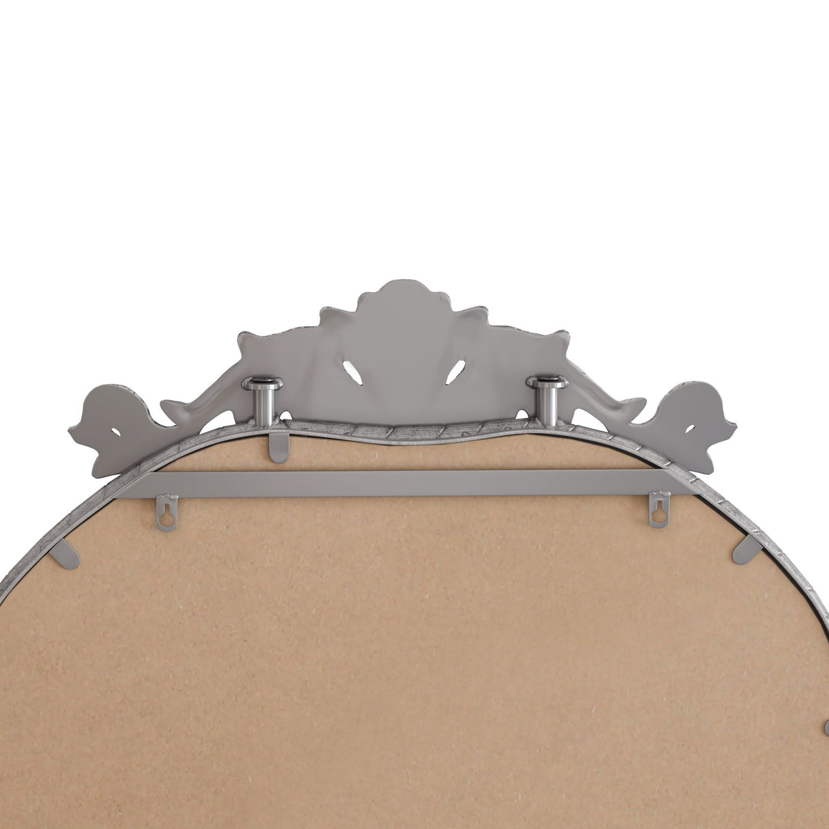 Full body arched wall mirror with vintage carved leaf applique in pearl silver finish on Tampa Home & Garden Store
