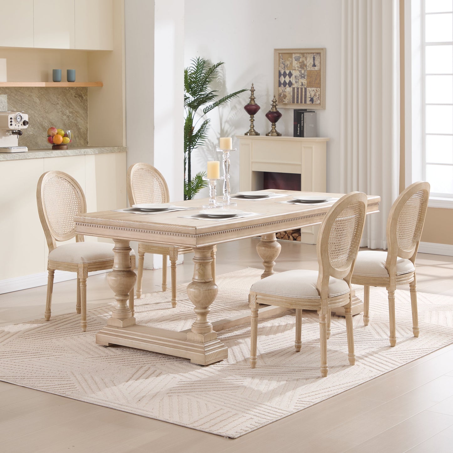 French Country Dining Chairs set of 2 with upholstered seats and rattan backs HouseOfZazla on Tampa Home & Garden Store