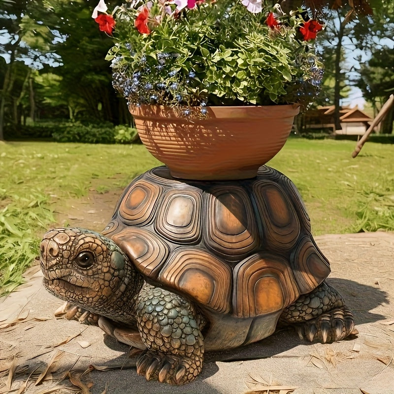 18in garden turtle statue stool resin with shell pattern, planter on back by HouseOfZazla on Tampa Home & Garden Store