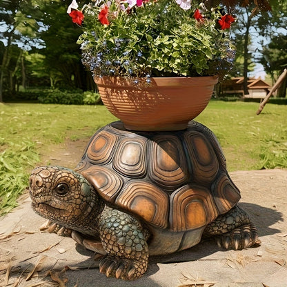 18in garden turtle statue stool resin with shell pattern, planter on back by HouseOfZazla on Tampa Home & Garden Store