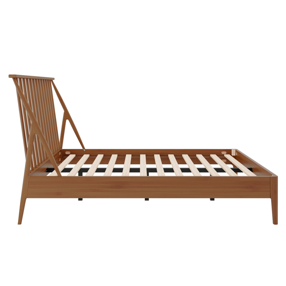 Bohemian Platform Bed With Tall Headboard natural wood finish by HouseOfZazla on Tampa Home & Garden Store
