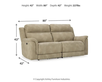 Next-Gen Durapella reclining power sofa beige upholstery, 80 in wide, by Unique Piece Furniture on Tampa Home & Garden Store
