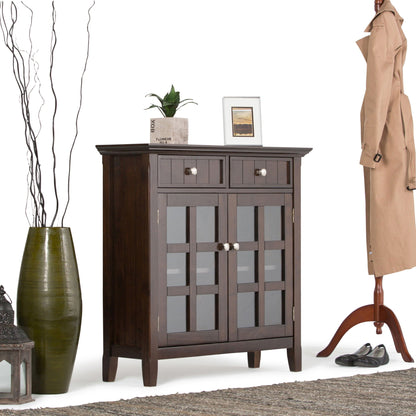 Acadian entryway storage cabinet brunette brown with glass doors and 2 drawers HouseOfZazla on Tampa Home & Garden Store