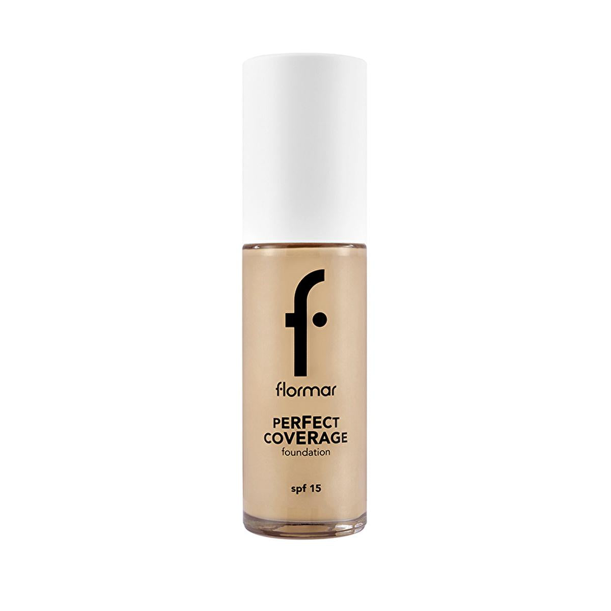 Foundation Flormar Perfect Coverage Soft Beige 102 bottle with SPF 15 long-lasting on Tampa Home & Garden Store