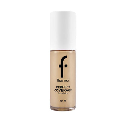 Foundation Flormar Perfect Coverage Soft Beige 102 bottle with SPF 15 long-lasting on Tampa Home & Garden Store