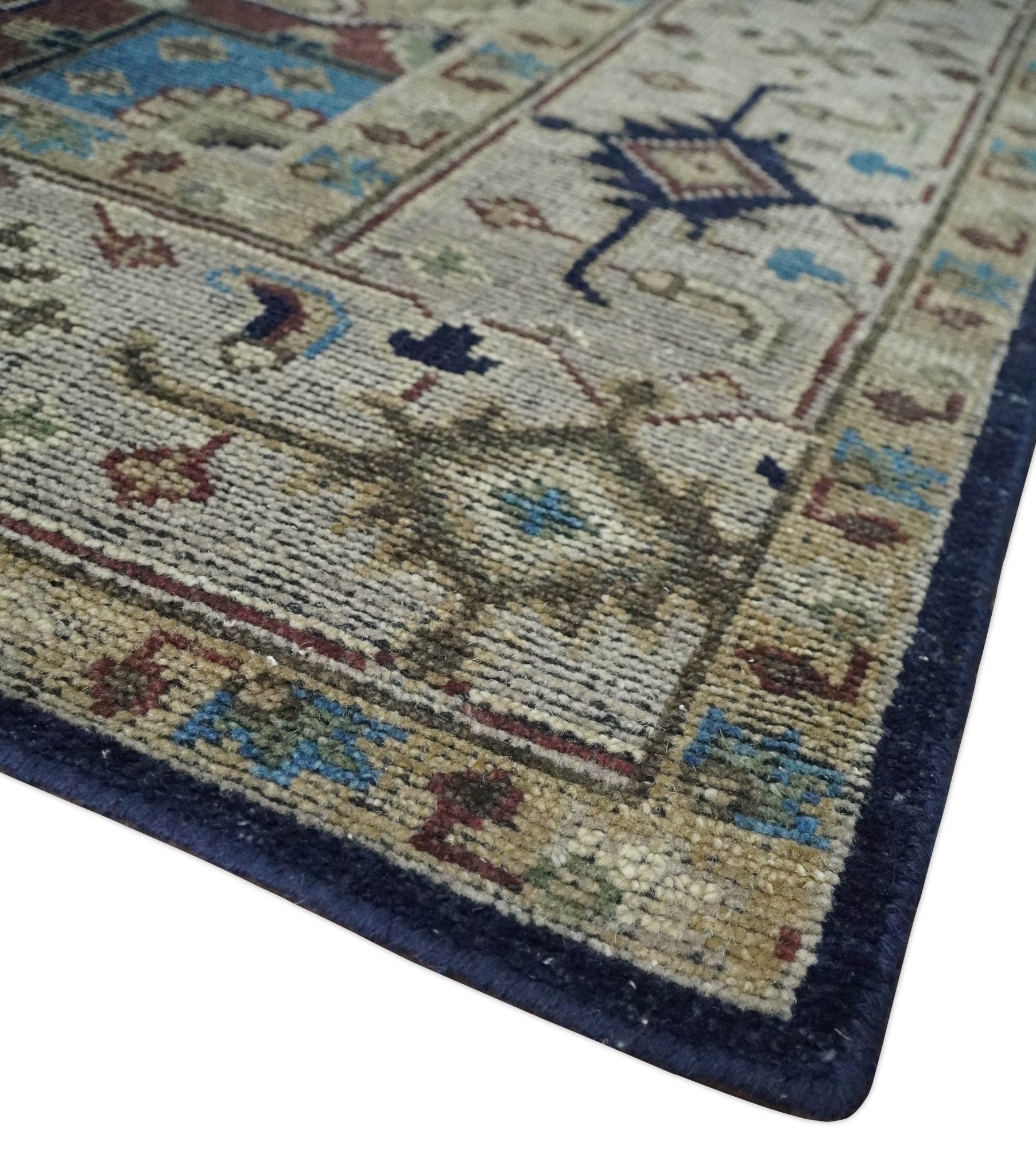 8x10 Antique look Brown, Beige and Blue Traditional Medallion wool Area Rug - Tampa Home & Garden Store
