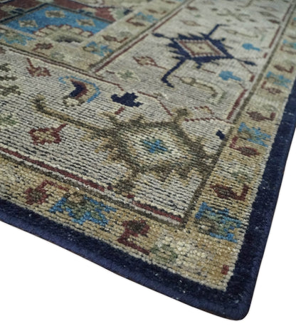 8x10 Antique look Brown, Beige and Blue Traditional Medallion wool Area Rug - Tampa Home & Garden Store