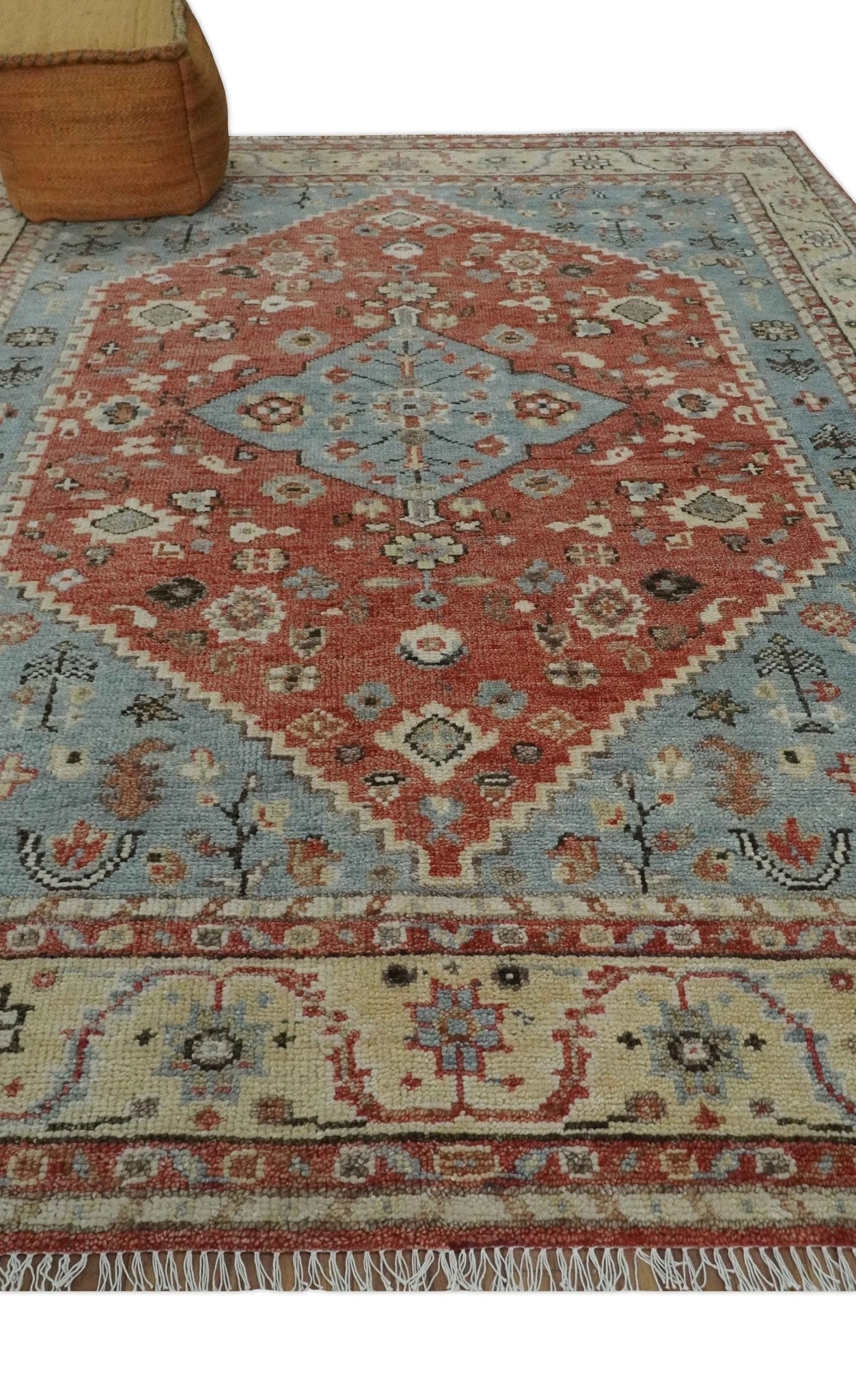 8x10 Antique look Traditional Floral Gray, Rust and Beige Hand knotted wool Area Rug - Tampa Home & Garden Store