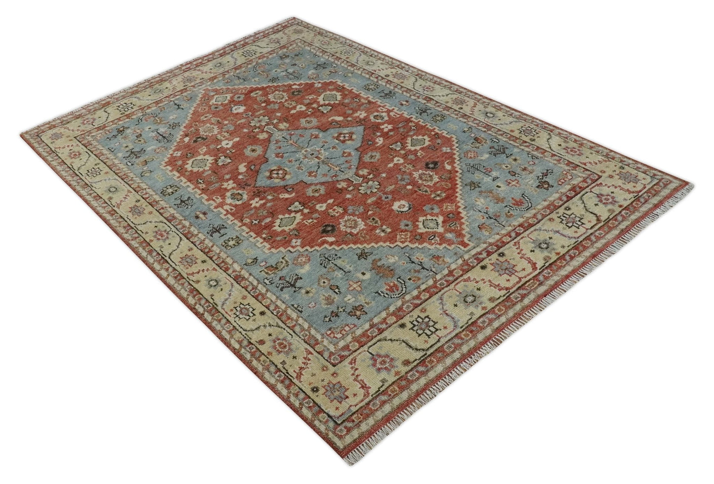 8x10 Antique look Traditional Floral Gray, Rust and Beige Hand knotted wool Area Rug - Tampa Home & Garden Store