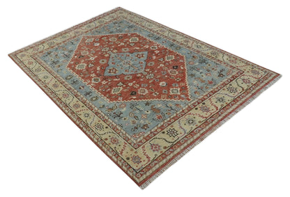 8x10 Antique look Traditional Floral Gray, Rust and Beige Hand knotted wool Area Rug - Tampa Home & Garden Store