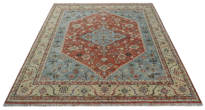 8x10 Antique look Traditional Floral Gray, Rust and Beige Hand knotted wool Area Rug - Tampa Home & Garden Store