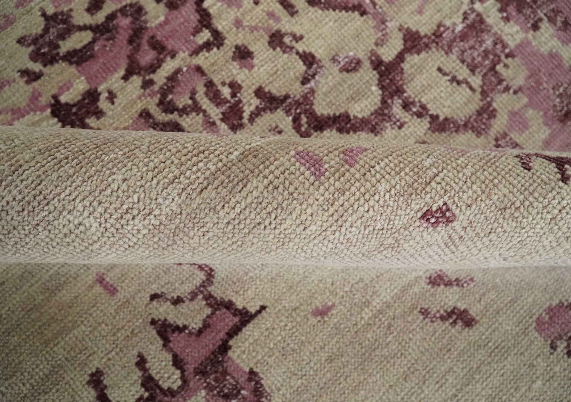 8x10 Camel and Purple Antique Style, Abstract Hand Knotted Low pile Wool Area Rug - Tampa Home & Garden Store