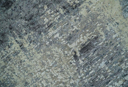 8x10 Charcoal, Beige and Gray Modern Abstract Distressed Finish High Low texture Hand Knotted Rug - Tampa Home & Garden Store