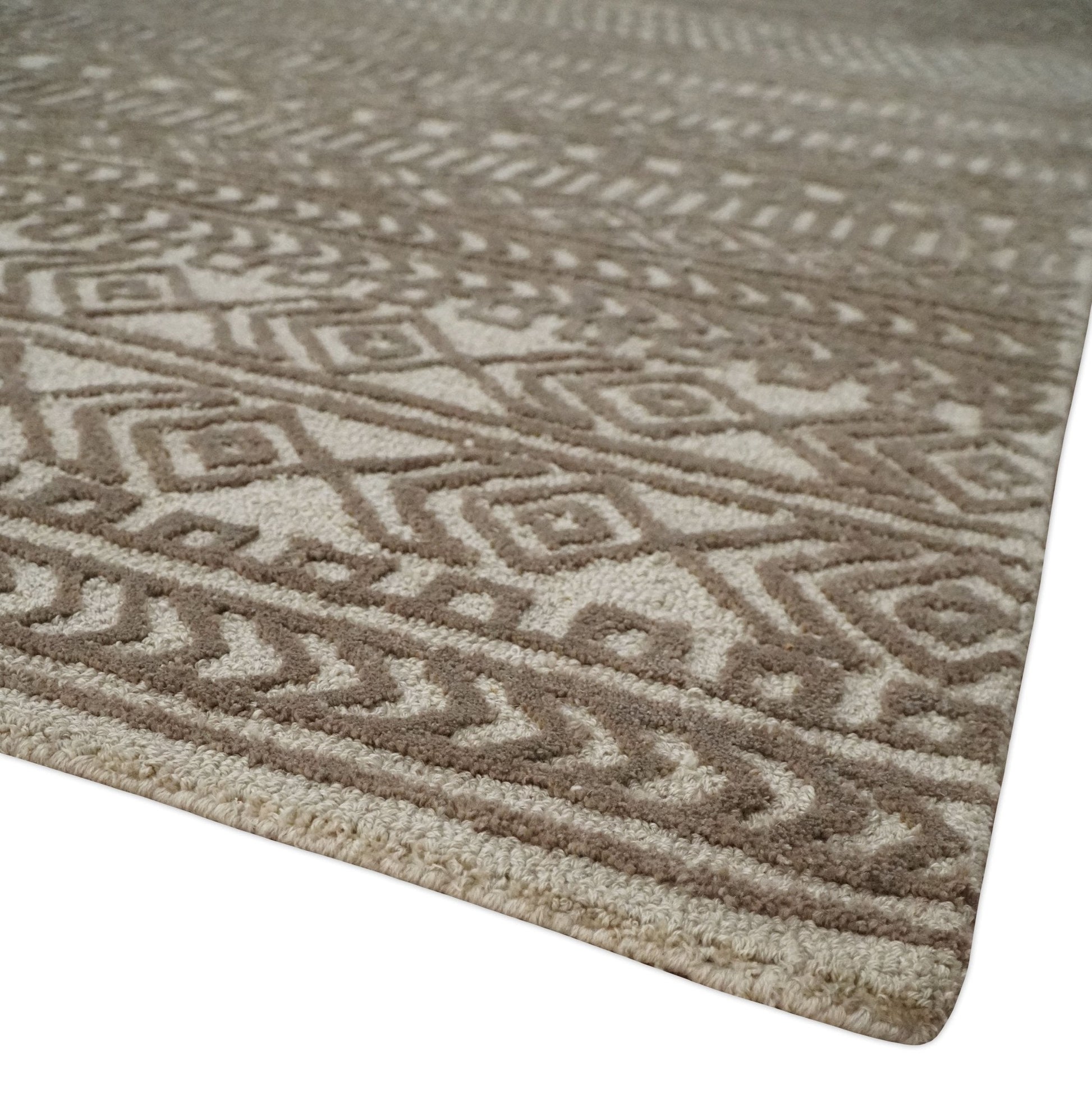 8x10 Hand Tufted Ivory and Bronze Stripes Pattern Rug Multi Size Living Room and Bedroom Rug | TRD6530810S - Tampa Home & Garden Store