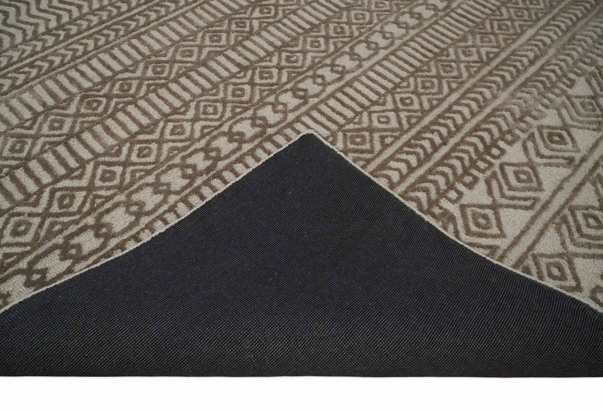 8x10 Hand Tufted Ivory and Bronze Stripes Pattern Rug Multi Size Living Room and Bedroom Rug | TRD6530810S - Tampa Home & Garden Store