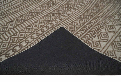 8x10 Hand Tufted Ivory and Bronze Stripes Pattern Rug Multi Size Living Room and Bedroom Rug | TRD6530810S - Tampa Home & Garden Store
