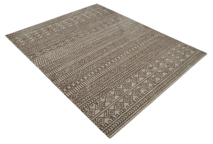 8x10 Hand Tufted Ivory and Bronze Stripes Pattern Rug Multi Size Living Room and Bedroom Rug | TRD6530810S - Tampa Home & Garden Store