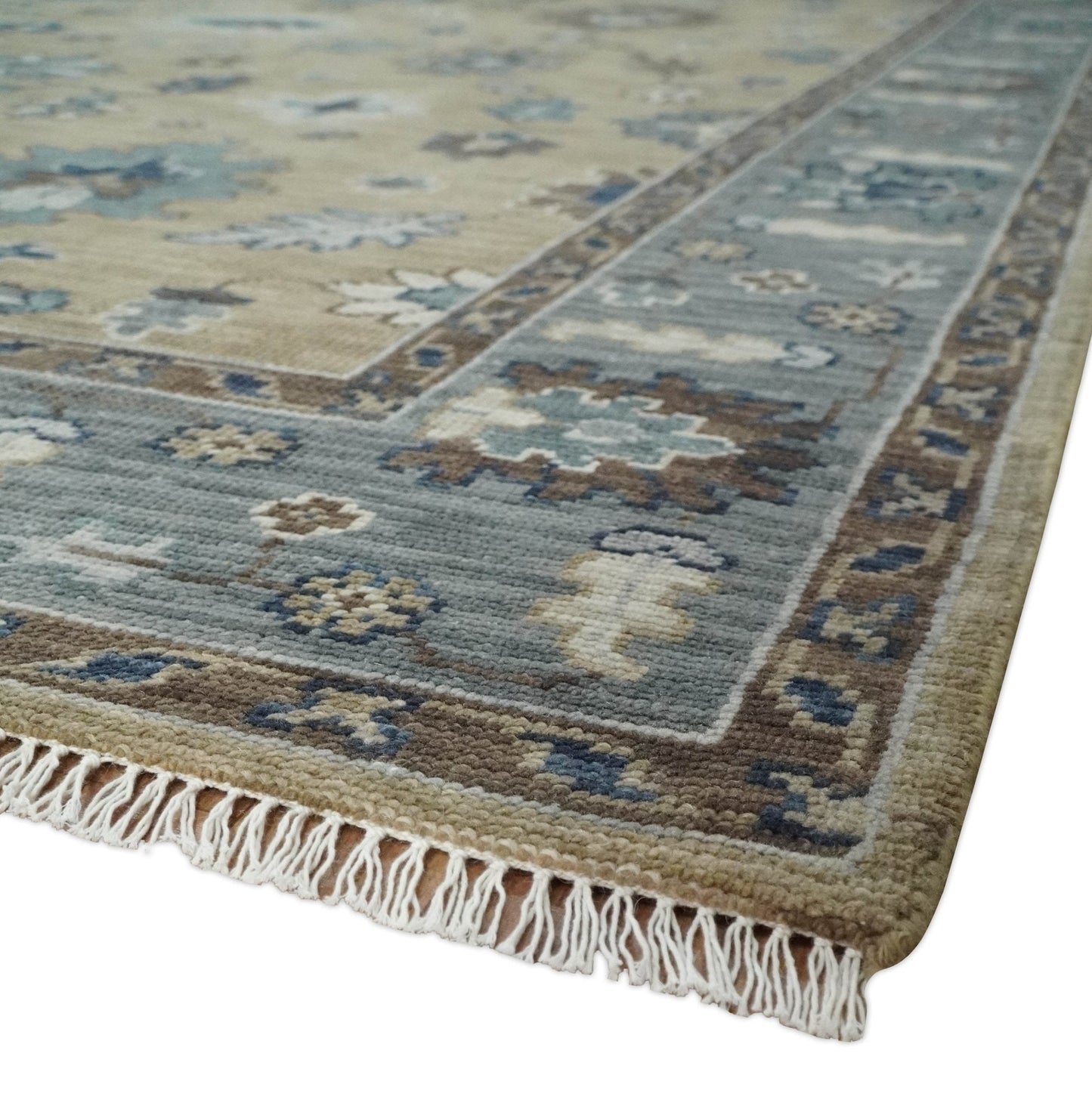 8x10 Traditional Beige and Gray Antique Style Floral Hand knotted Wool Area Rug - Tampa Home & Garden Store