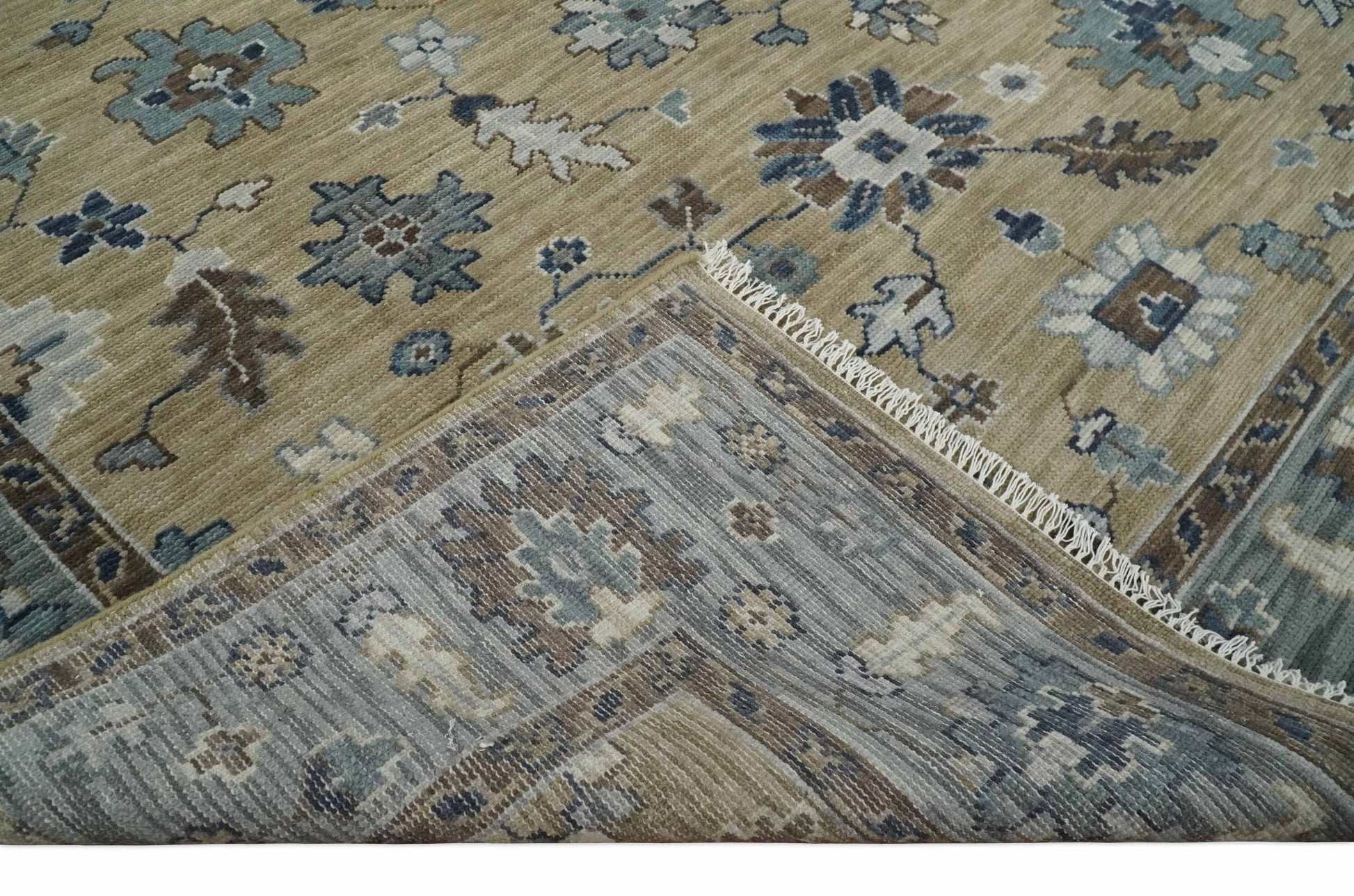 8x10 Traditional Beige and Gray Antique Style Floral Hand knotted Wool Area Rug - Tampa Home & Garden Store