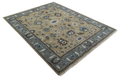 8x10 Traditional Beige and Gray Antique Style Floral Hand knotted Wool Area Rug - Tampa Home & Garden Store