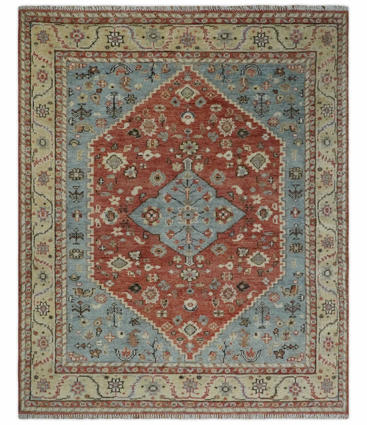 8x10 Antique look Traditional Floral Gray, Rust and Beige Hand knotted wool Area Rug - Tampa Home & Garden Store