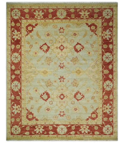 Alfombra persa antigua de lana, fina, anudada a mano, en tonos beige y óxido, 8x10 | AGR36