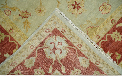 Alfombra persa antigua de lana, fina, anudada a mano, en tonos beige y óxido, 8x10 | AGR36