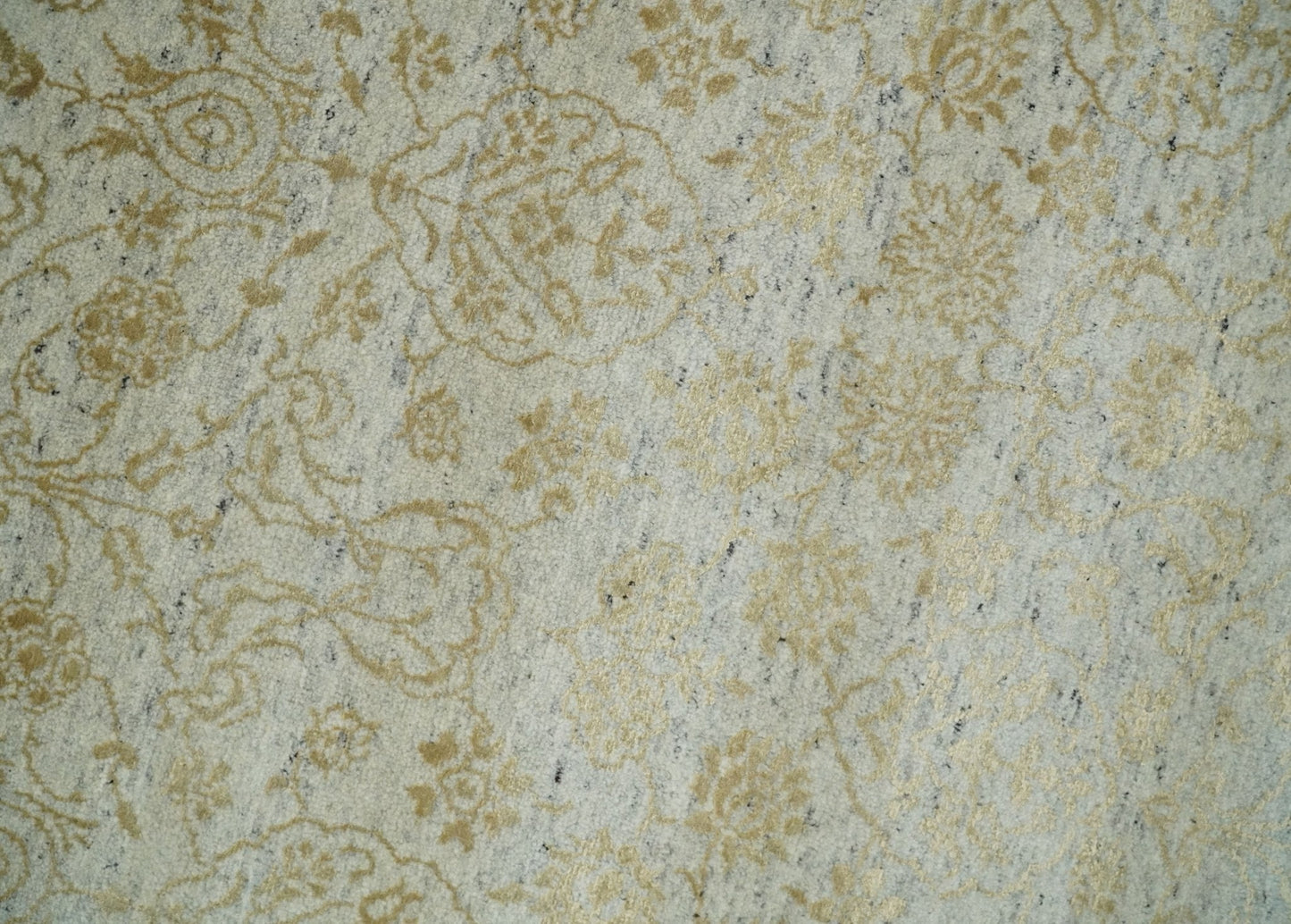 Alfombra antigua de seda persa tradicional, anudada a mano, de 8 x 10 pulgadas, en beige y dorado | AGR21