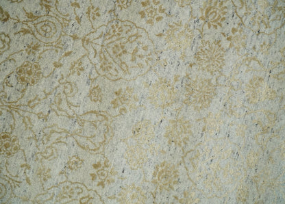 Alfombra antigua de seda persa tradicional, anudada a mano, de 8 x 10 pulgadas, en beige y dorado | AGR21