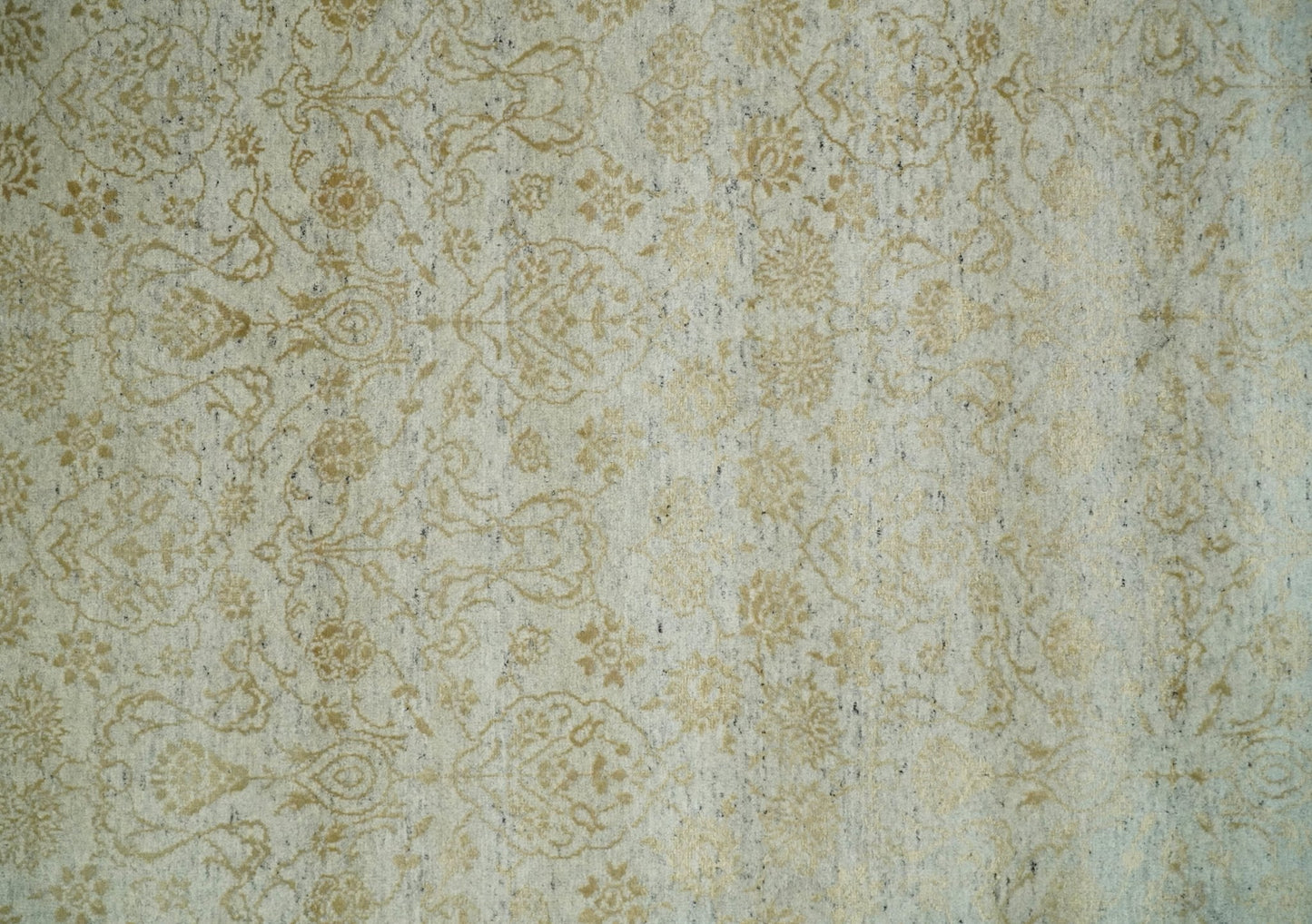 Alfombra antigua de seda persa tradicional, anudada a mano, de 8 x 10 pulgadas, en beige y dorado | AGR21