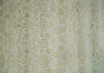 Alfombra antigua de seda persa tradicional, anudada a mano, de 8 x 10 pulgadas, en beige y dorado | AGR21