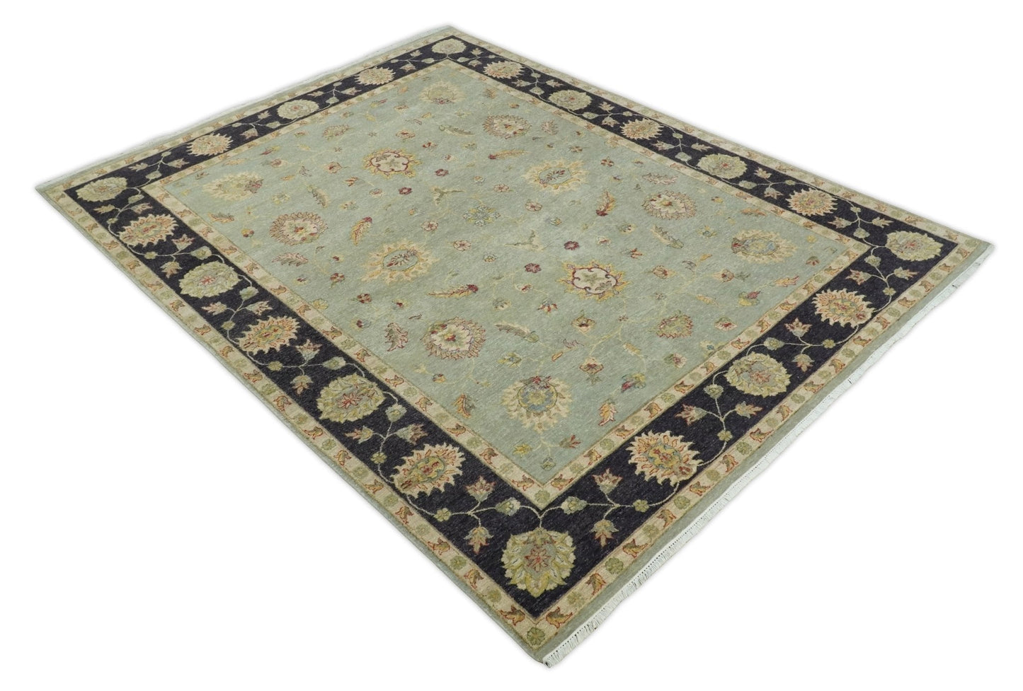 Alfombra persa tradicional vintage de lana fina anudada a mano, de 8 x 10 pulgadas, en tonos plateados y negros apagados | AGR45