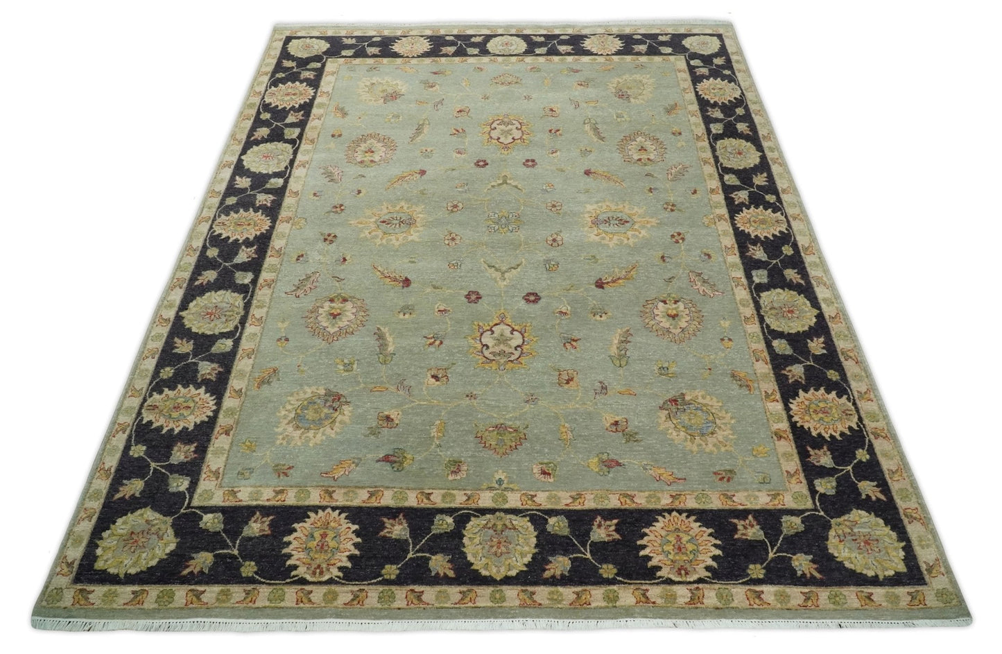 Alfombra persa tradicional vintage de lana fina anudada a mano, de 8 x 10 pulgadas, en tonos plateados y negros apagados | AGR45