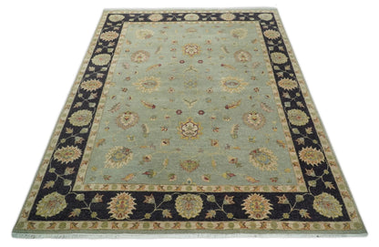 Alfombra persa tradicional vintage de lana fina anudada a mano, de 8 x 10 pulgadas, en tonos plateados y negros apagados | AGR45