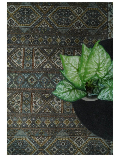 Alfombra antigua tradicional del suroeste, fina, anudada a mano, de 8 x 10 pulgadas, en marrón y azul | AGR41