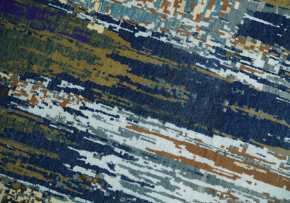 Alfombra abstracta moderna de lana y seda de bambú, anudada a mano, de 8 x 10 pulgadas, en marrón, multicolor | AGR19