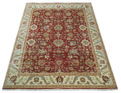 Alfombra antigua de lana persa tradicional, anudada a mano, de 8 x 10 pulgadas, en tonos óxido y marfil | AGR20
