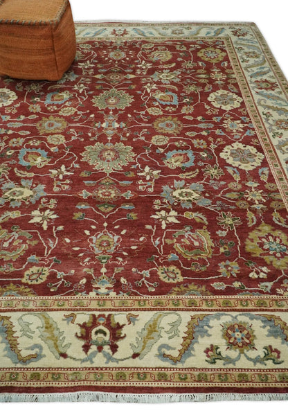Alfombra antigua de lana persa tradicional, anudada a mano, de 8 x 10 pulgadas, en tonos óxido y marfil | AGR20