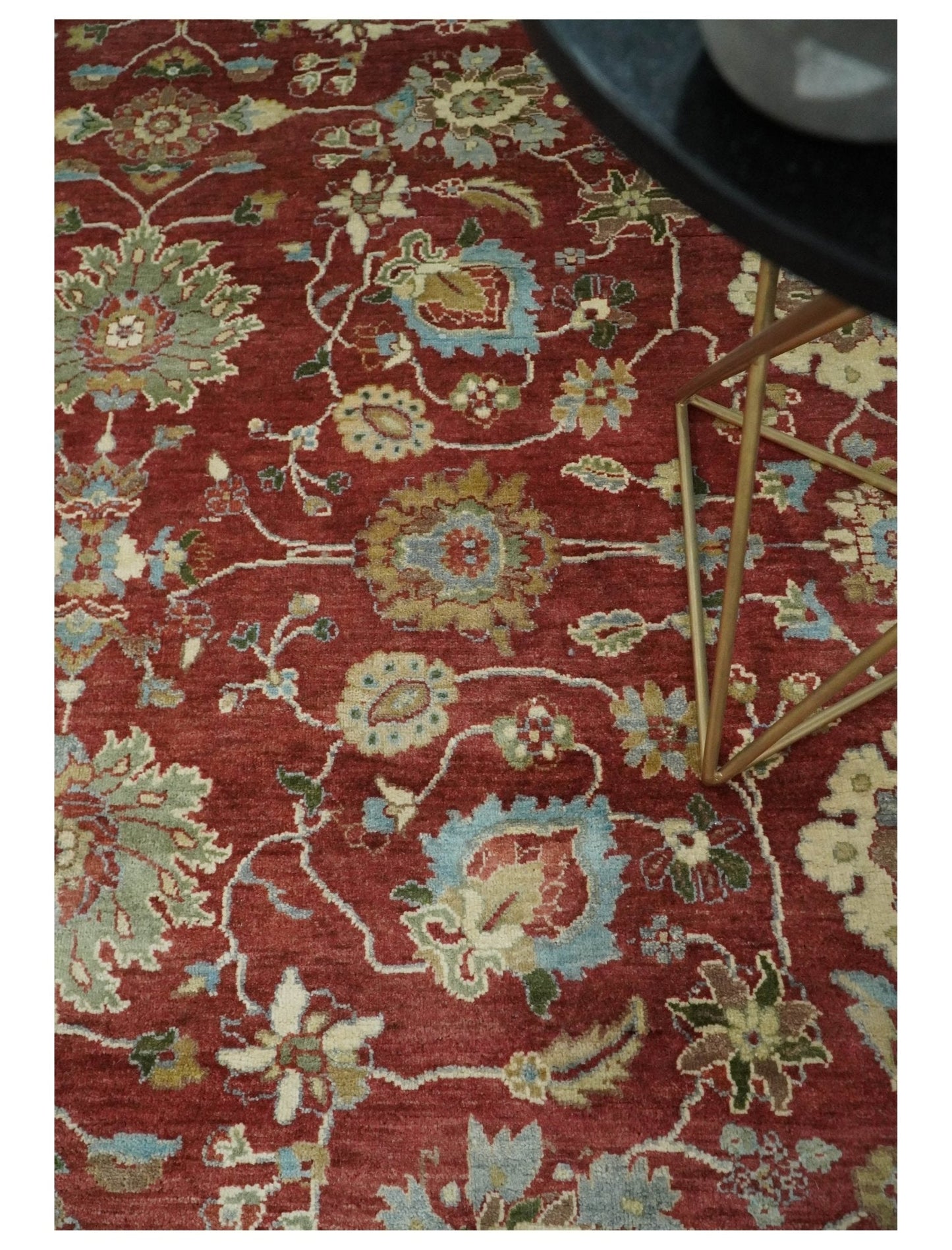 Alfombra antigua de lana persa tradicional, anudada a mano, de 8 x 10 pulgadas, en tonos óxido y marfil | AGR20