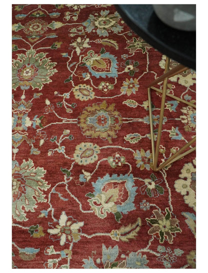 Alfombra antigua de lana persa tradicional, anudada a mano, de 8 x 10 pulgadas, en tonos óxido y marfil | AGR20