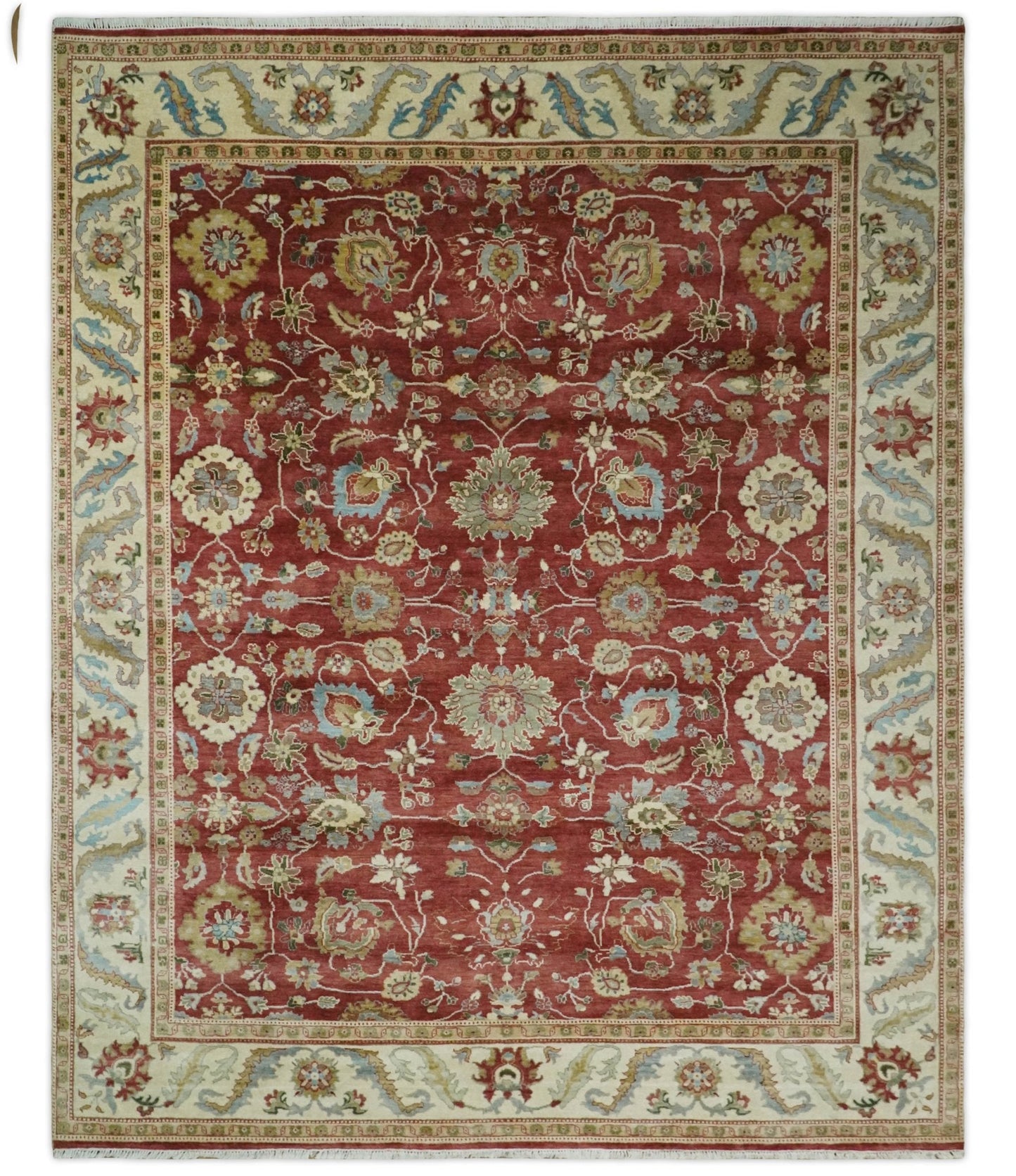 Alfombra antigua de lana persa tradicional, anudada a mano, de 8 x 10 pulgadas, en tonos óxido y marfil | AGR20