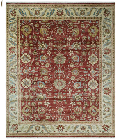 Alfombra antigua de lana persa tradicional, anudada a mano, de 8 x 10 pulgadas, en tonos óxido y marfil | AGR20