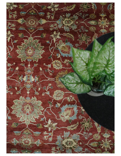 Alfombra antigua de lana persa tradicional, anudada a mano, de 8 x 10 pulgadas, en tonos óxido y marfil | AGR20