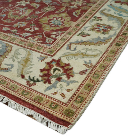 Alfombra antigua de lana persa tradicional, anudada a mano, de 8 x 10 pulgadas, en tonos óxido y marfil | AGR20