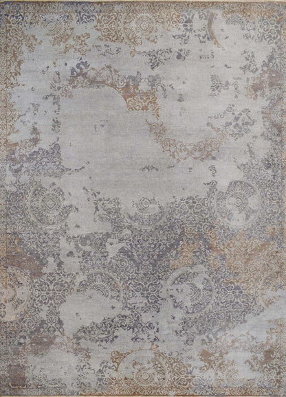 Alfombra de 8x10 | Moderna alfombra de viscosa mezclada con lana hecha a mano | TRD1634810