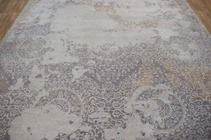 Alfombra de 8x10 | Moderna alfombra de viscosa mezclada con lana hecha a mano | TRD1634810