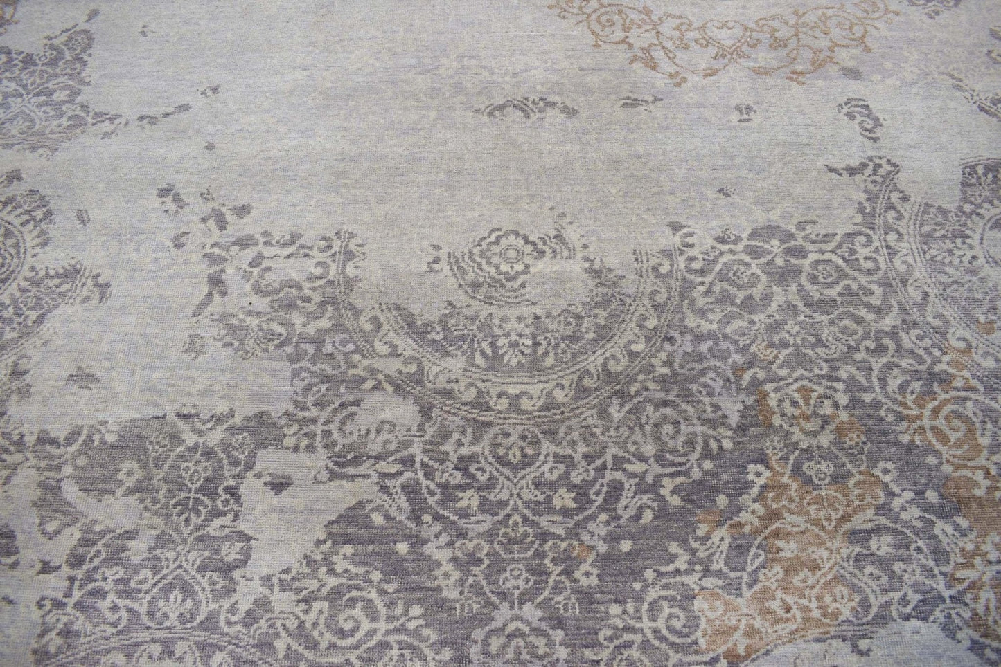 Alfombra de 8x10 | Moderna alfombra de viscosa mezclada con lana hecha a mano | TRD1634810