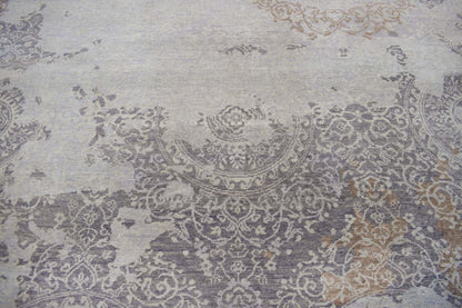 Alfombra de 8x10 | Moderna alfombra de viscosa mezclada con lana hecha a mano | TRD1634810